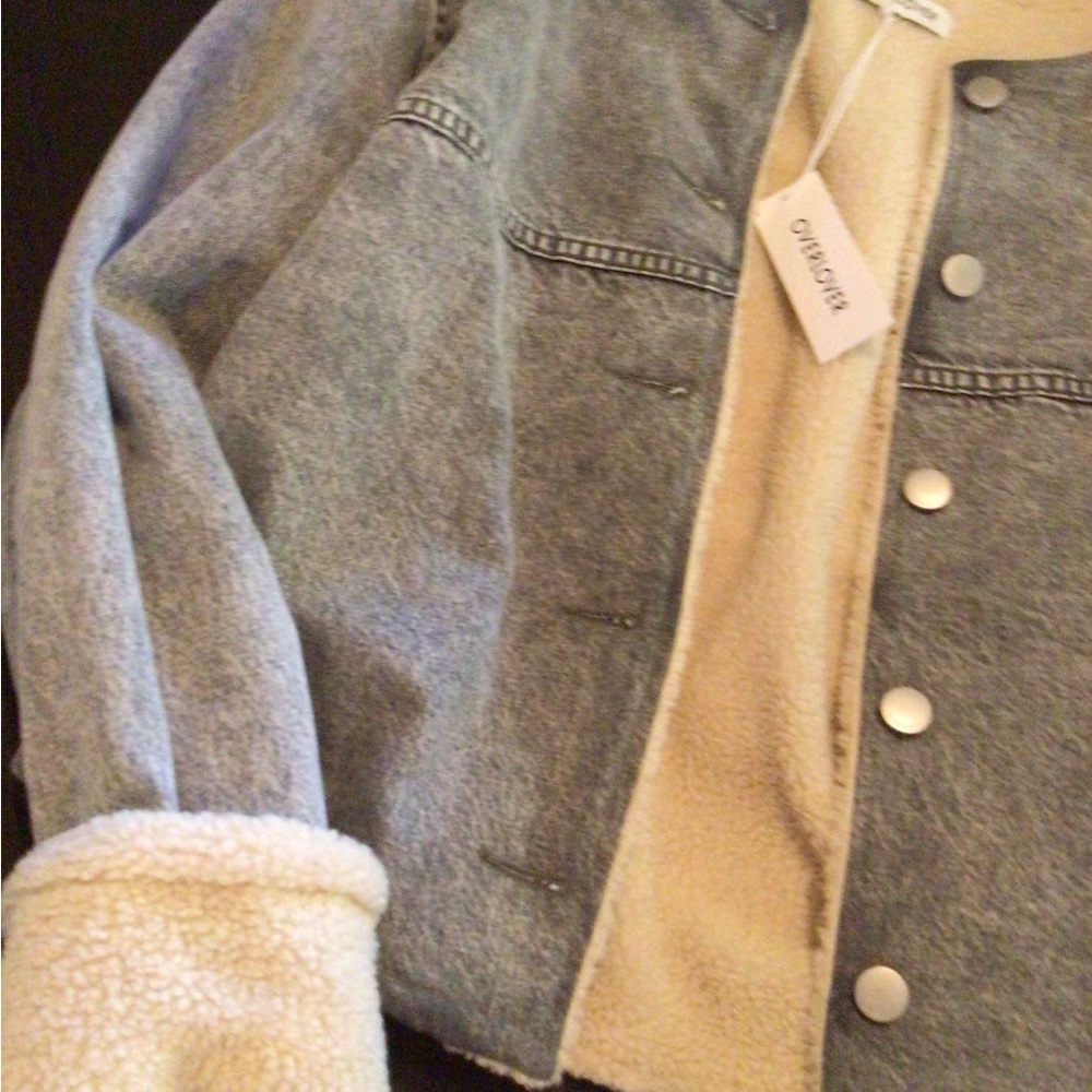 NEW! Overlover grey denim Sherpa jacket - Picture 3 of 9